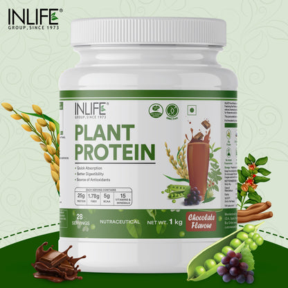 Inlife Pea and Brown Rice Protein Powder, Adult Formula, Dietary Supplement - close-up detail (13)