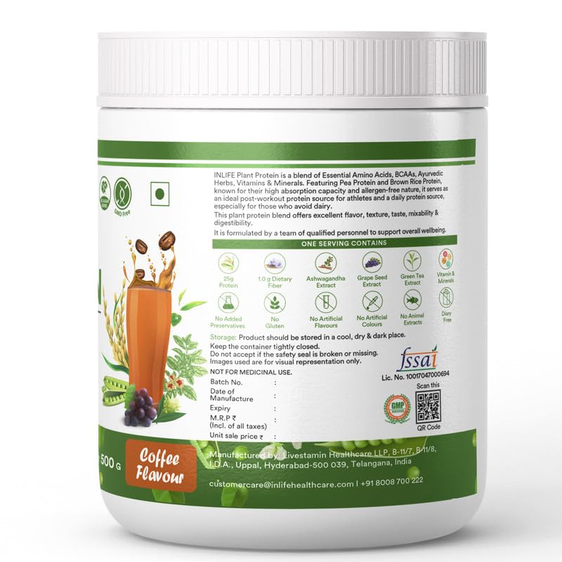 Inlife Pea and Brown Rice Protein Powder, Adult Formula, Dietary Supplement - label detail (18)