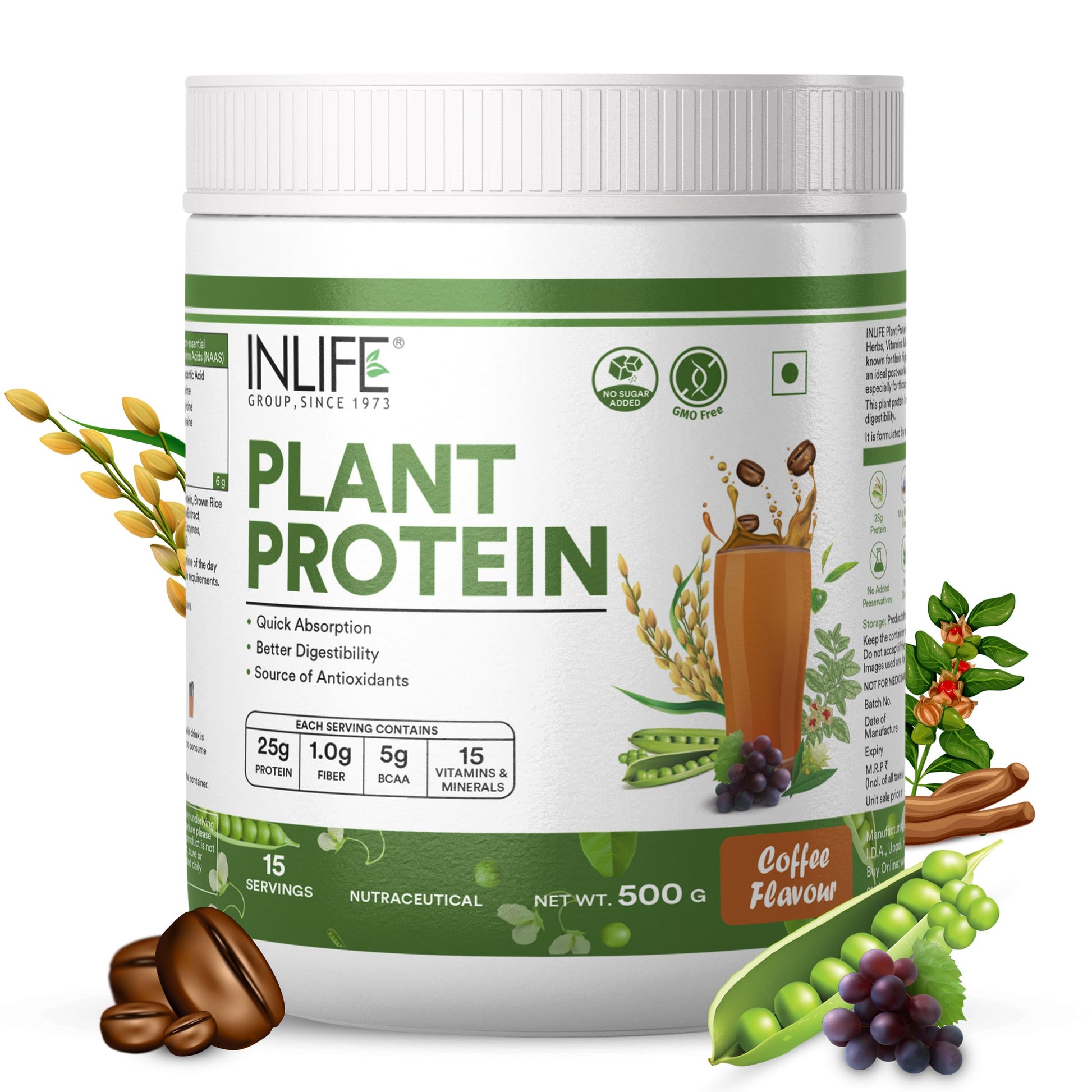 Inlife Pea and Brown Rice Protein Powder, Adult Formula, Dietary Supplement - ingredients panel (19)