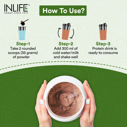 Inlife Pea and Brown Rice Protein Powder, Adult Formula, Dietary Supplement - front view