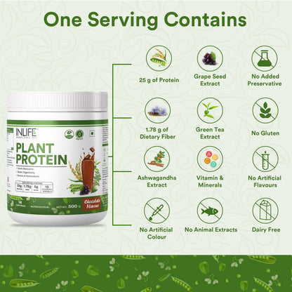 Inlife Pea and Brown Rice Protein Powder, Adult Formula, Dietary Supplement - back view