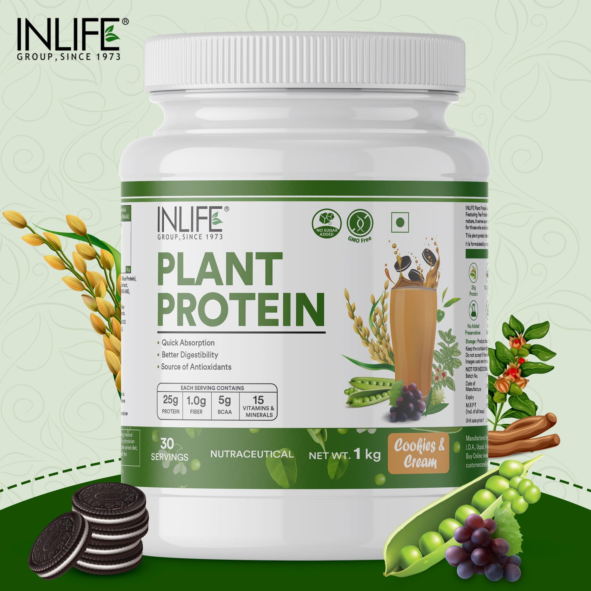Inlife Pea and Brown Rice Protein Powder, Adult Formula, Dietary Supplement - ingredients panel (32)