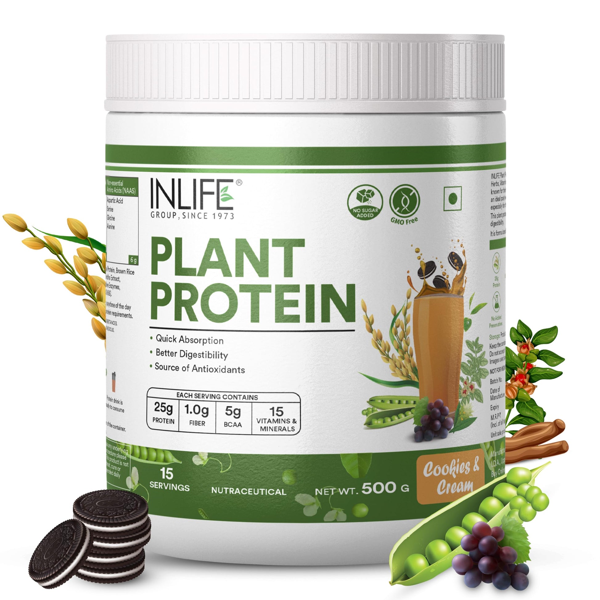 Inlife Pea and Brown Rice Protein Powder, Adult Formula, Dietary Supplement (33)