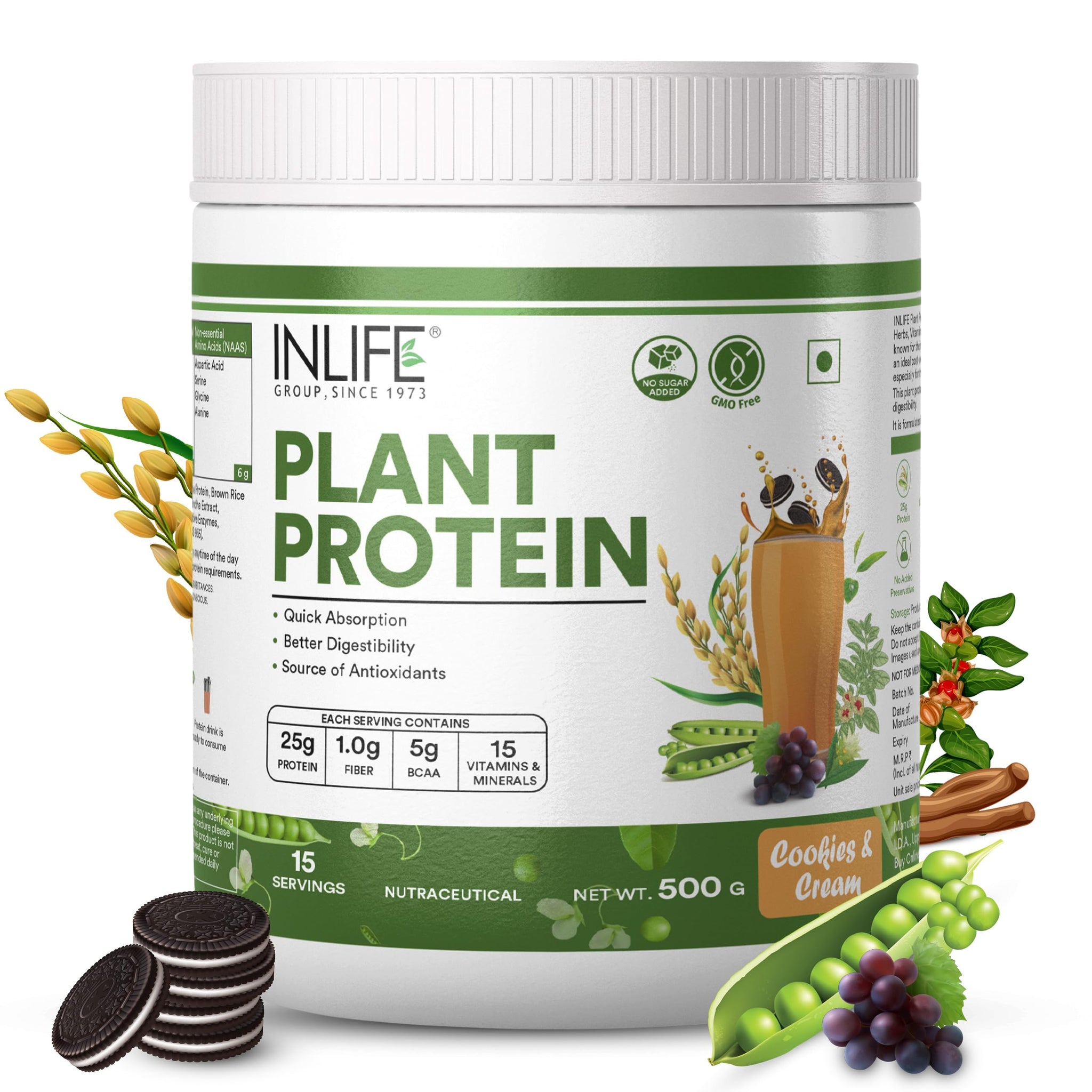 Inlife Pea and Brown Rice Protein Powder, Adult Formula, Dietary Supplement (33)
