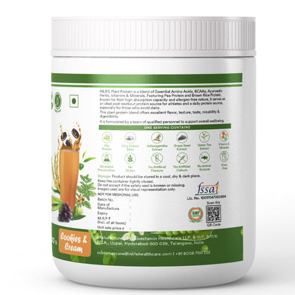 Inlife Pea and Brown Rice Protein Powder, Adult Formula, Dietary Supplement - front view (34)
