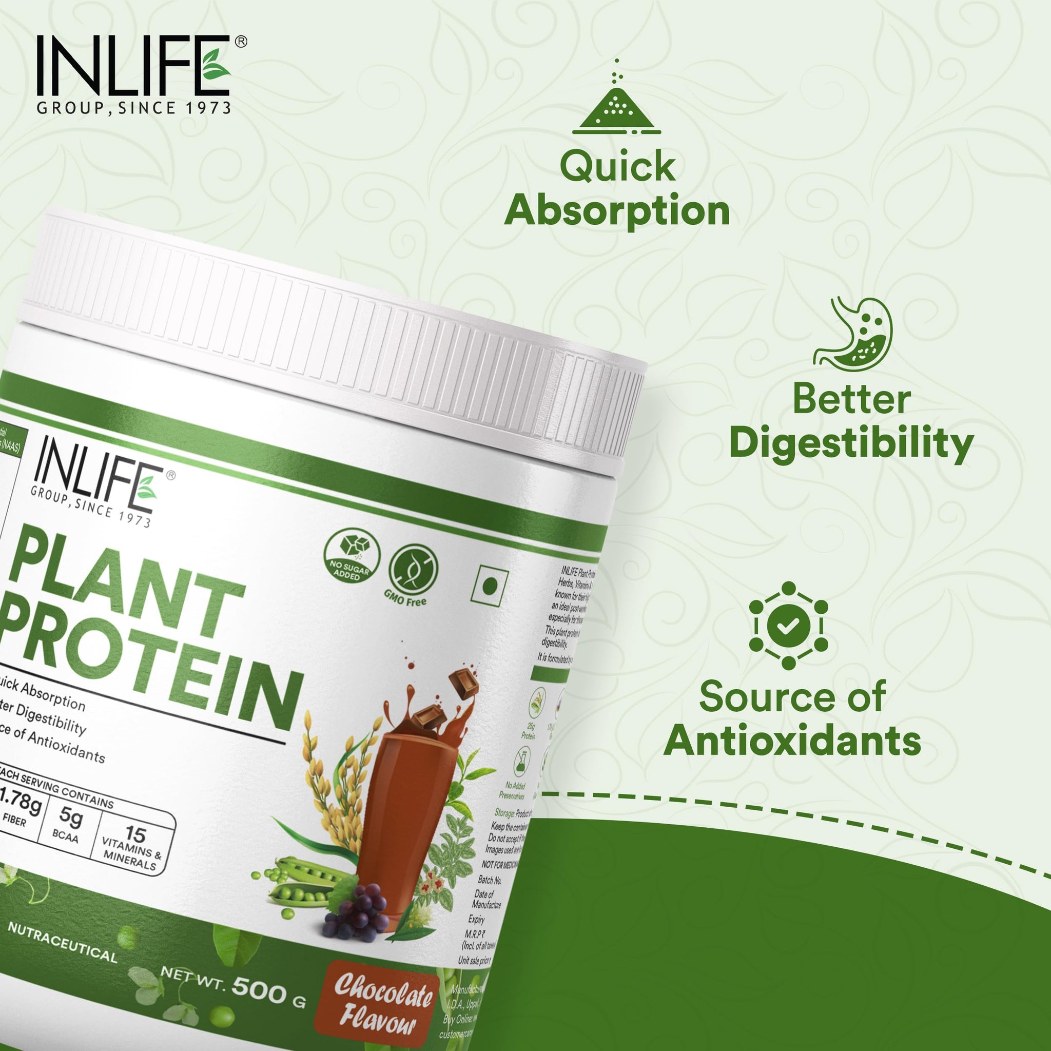 Inlife Pea and Brown Rice Protein Powder, Adult Formula, Dietary Supplement - packaging