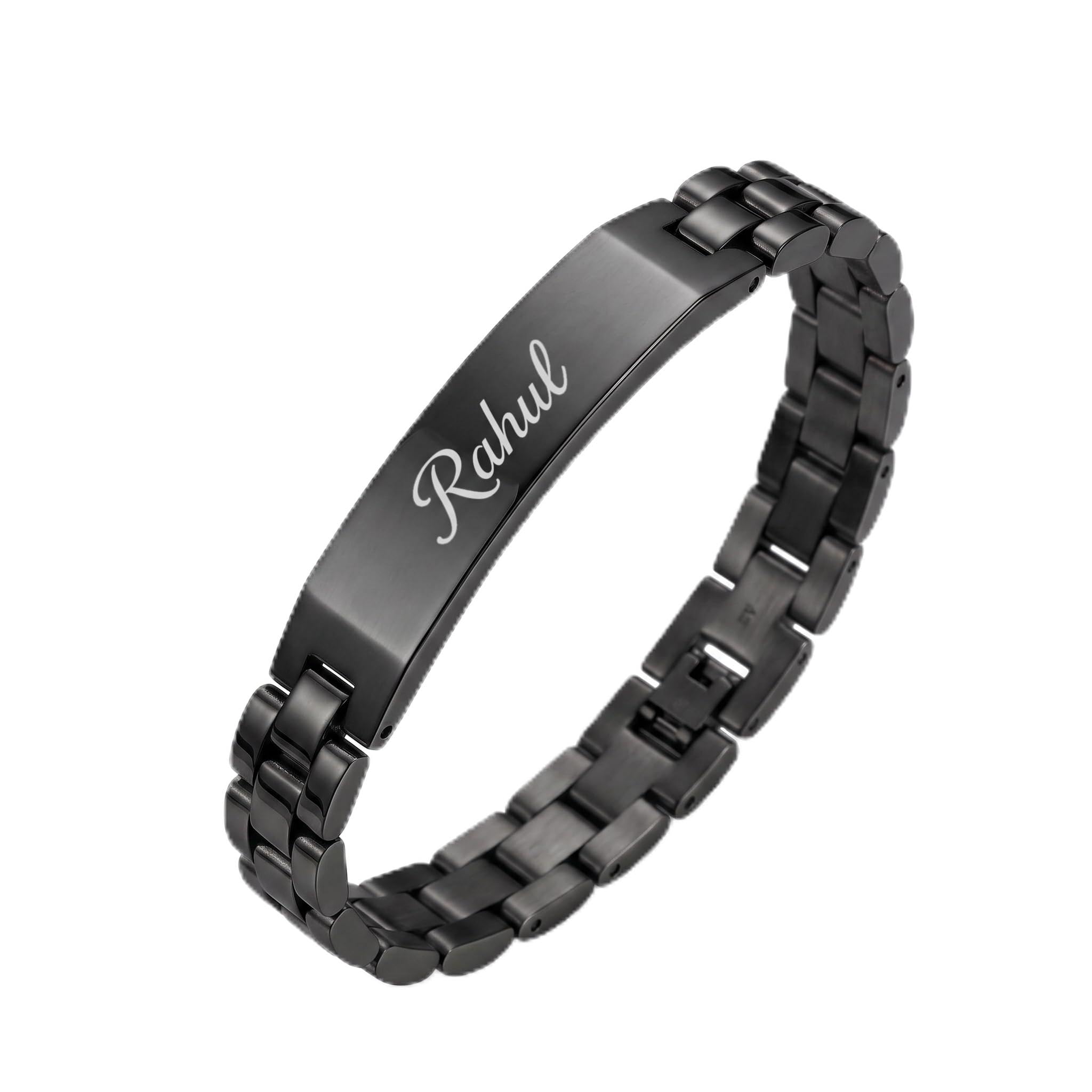Innovative Gifts Personalized Bracelet Rakhi for Brother, Stainless Steel Custom Name Engraved Rakhi Bracelet, Raksha Bandhan
