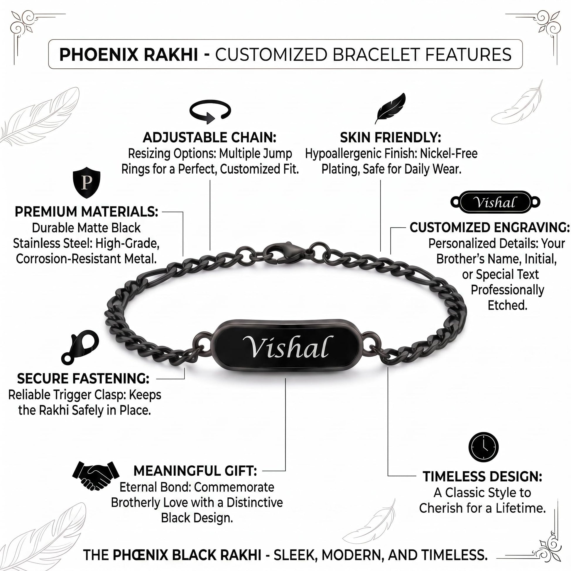 Innovative Gifts Personalized Bracelet Rakhi for Brother, Stainless Steel Custom Name Engraved Rakhi Bracelet, Raksha Bandhan