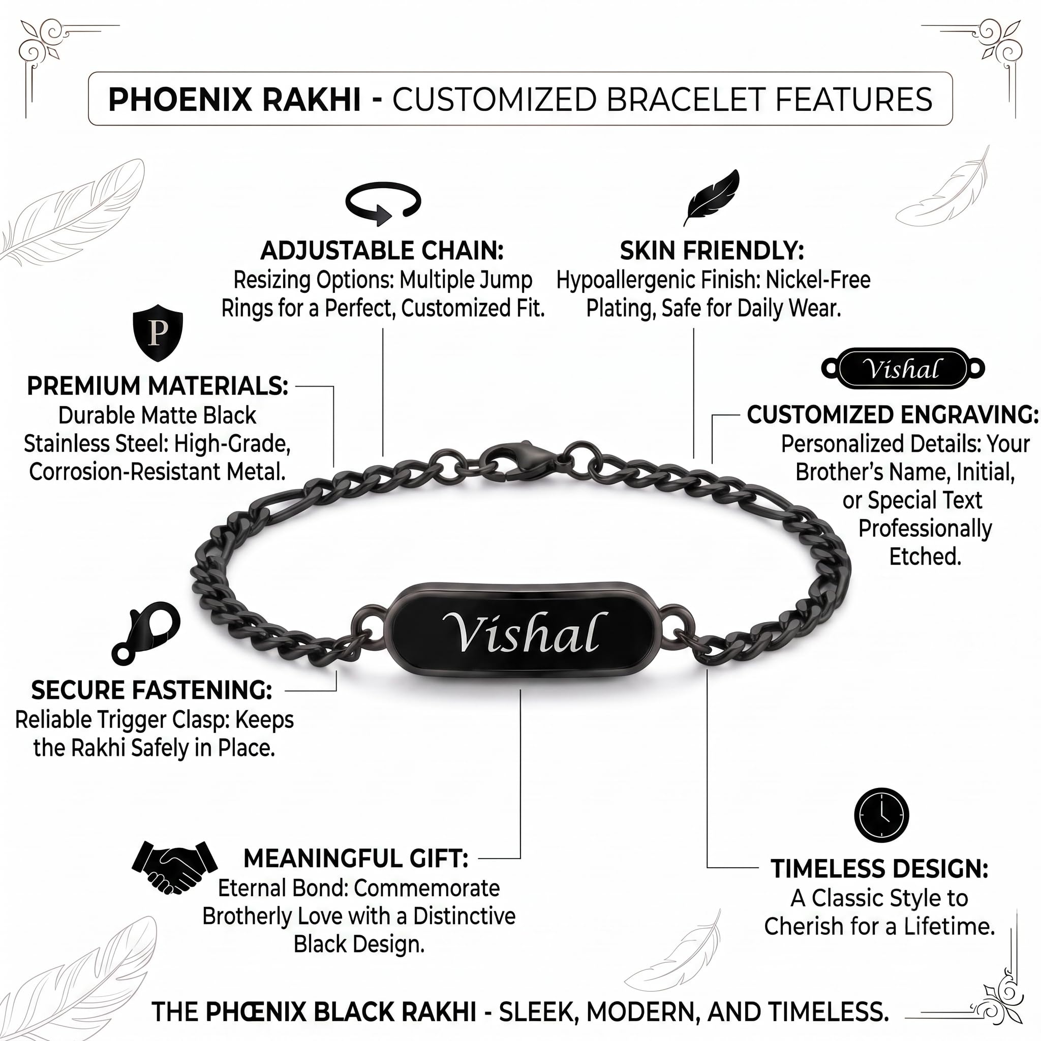 Innovative Gifts Personalized Bracelet Rakhi for Brother, Stainless Steel Custom Name Engraved Rakhi Bracelet, Raksha Bandhan