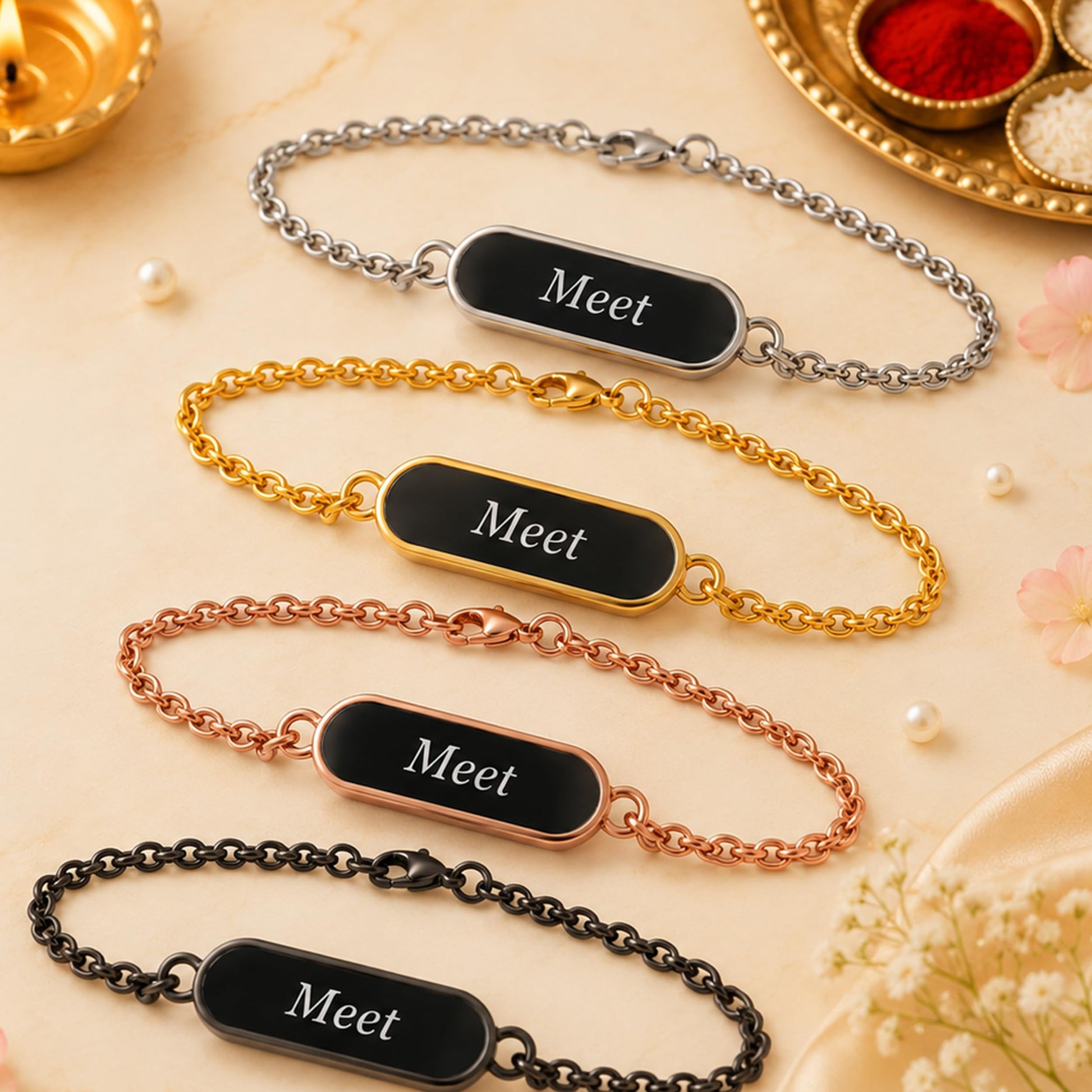 Innovative Gifts Personalized Bracelet Rakhi for Brother, Stainless Steel Custom Name Engraved Rakhi Bracelet, Raksha Bandhan
