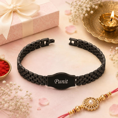 Innovative Gifts Personalized Bracelet Rakhi for Brother, Stainless Steel Custom Name Engraved Rakhi Bracelet, Raksha Bandhan