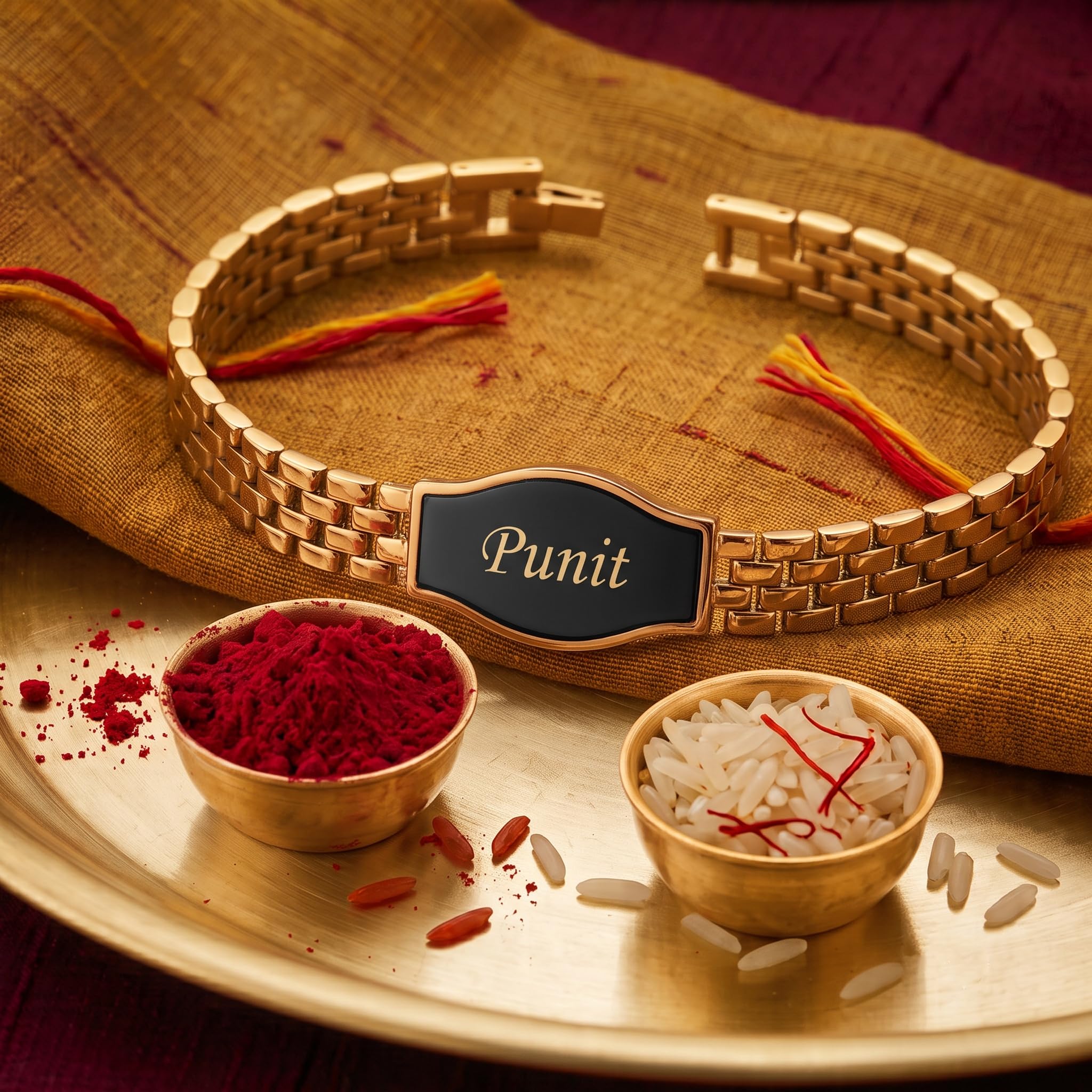 Innovative Gifts Personalized Bracelet Rakhi for Brother, Stainless Steel Custom Name Engraved Rakhi Bracelet, Raksha Bandhan