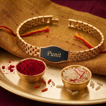 Innovative Gifts Personalized Bracelet Rakhi for Brother, Stainless Steel Custom Name Engraved Rakhi Bracelet, Raksha Bandhan