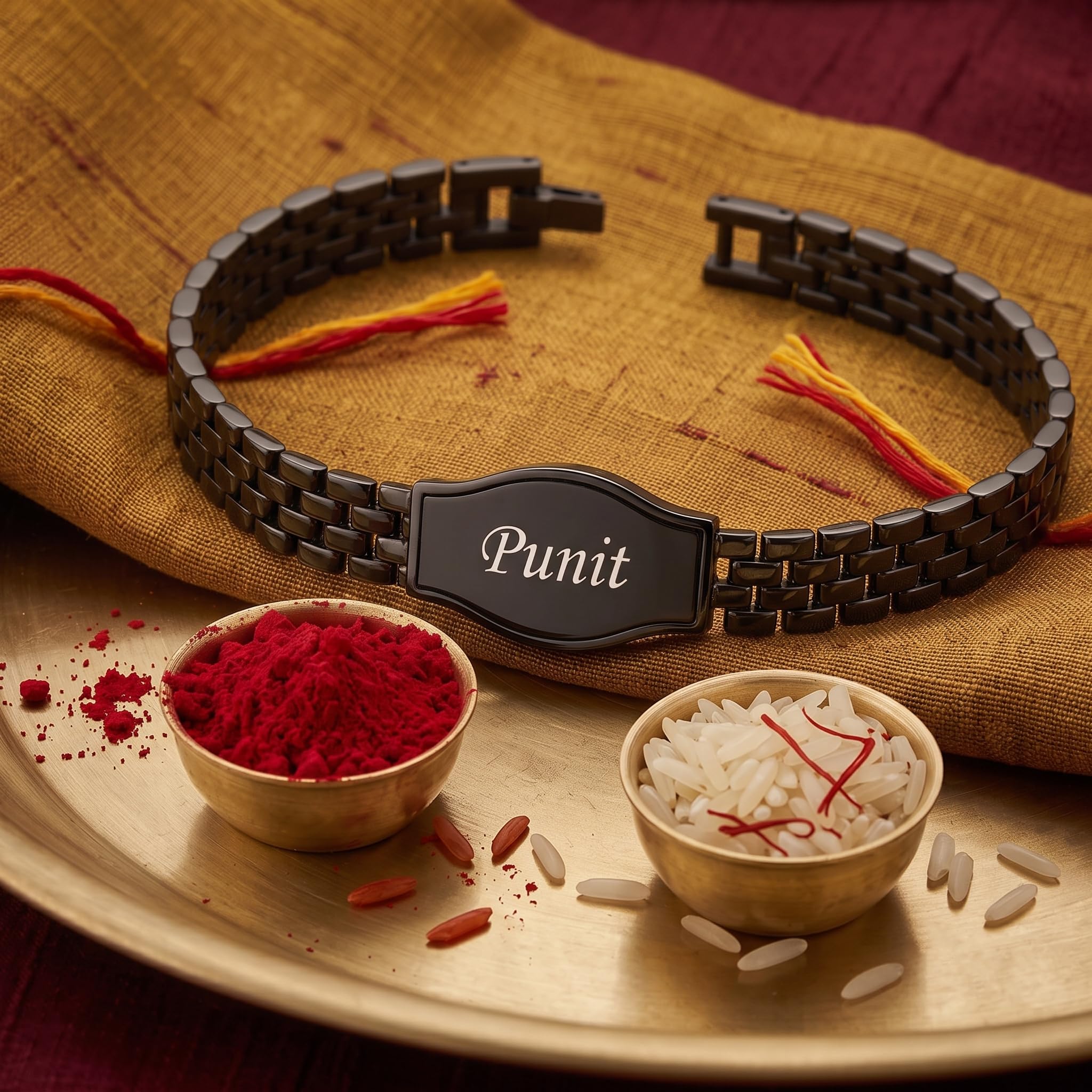 Innovative Gifts Personalized Bracelet Rakhi for Brother, Stainless Steel Custom Name Engraved Rakhi Bracelet, Raksha Bandhan
