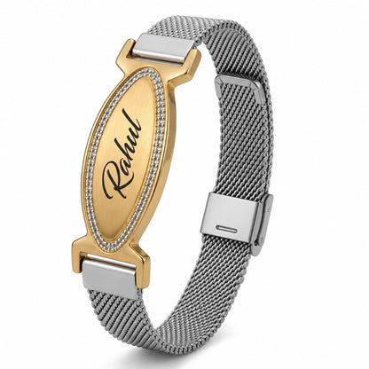 Innovative Gifts Personalized Bracelet Rakhi for Brother, Stainless Steel Custom Name Engraved Rakhi Bracelet, Raksha Bandhan