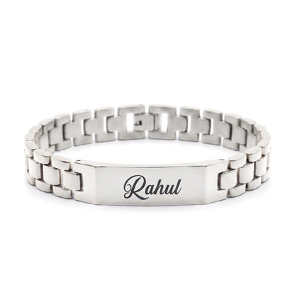 Innovative Gifts Personalized Bracelet Rakhi for Brother, Stainless Steel Custom Name Engraved Rakhi Bracelet, Raksha Bandhan
