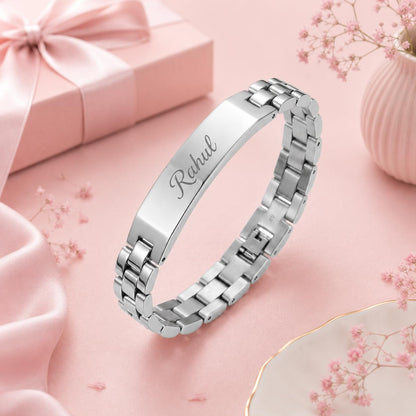 Innovative Gifts Personalized Bracelet Rakhi for Brother, Stainless Steel Custom Name Engraved Rakhi Bracelet, Raksha Bandhan