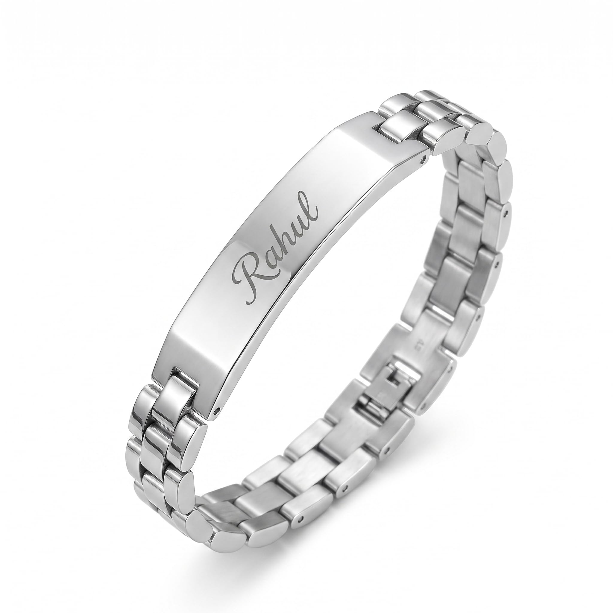Innovative Gifts Personalized Bracelet Rakhi for Brother, Stainless Steel Custom Name Engraved Rakhi Bracelet, Raksha Bandhan