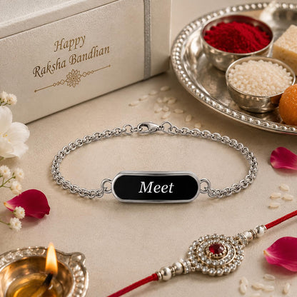 Innovative Gifts Personalized Bracelet Rakhi for Brother, Stainless Steel Custom Name Engraved Rakhi Bracelet, Raksha Bandhan