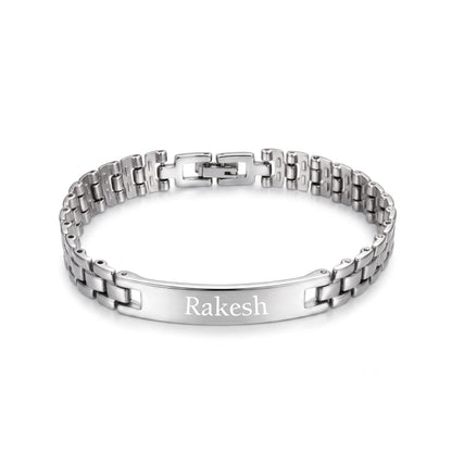 Innovative Gifts Personalized Bracelet Rakhi for Brother, Stainless Steel Custom Name Engraved Rakhi Bracelet, Raksha Bandhan