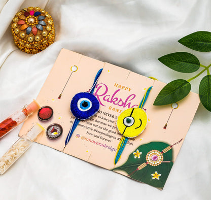 Innovera Design Plantable Rakhi Natural Eco-Friendly Cotton Embroidery Designer Sustainable Rakhi with free seed - Combo of 3