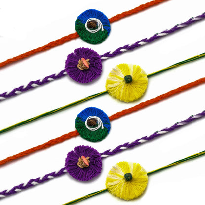 Innovera Design Plantable Rakhi Natural Eco-Friendly Cotton Embroidery Designer Sustainable Rakhi with free seed - Combo of 3