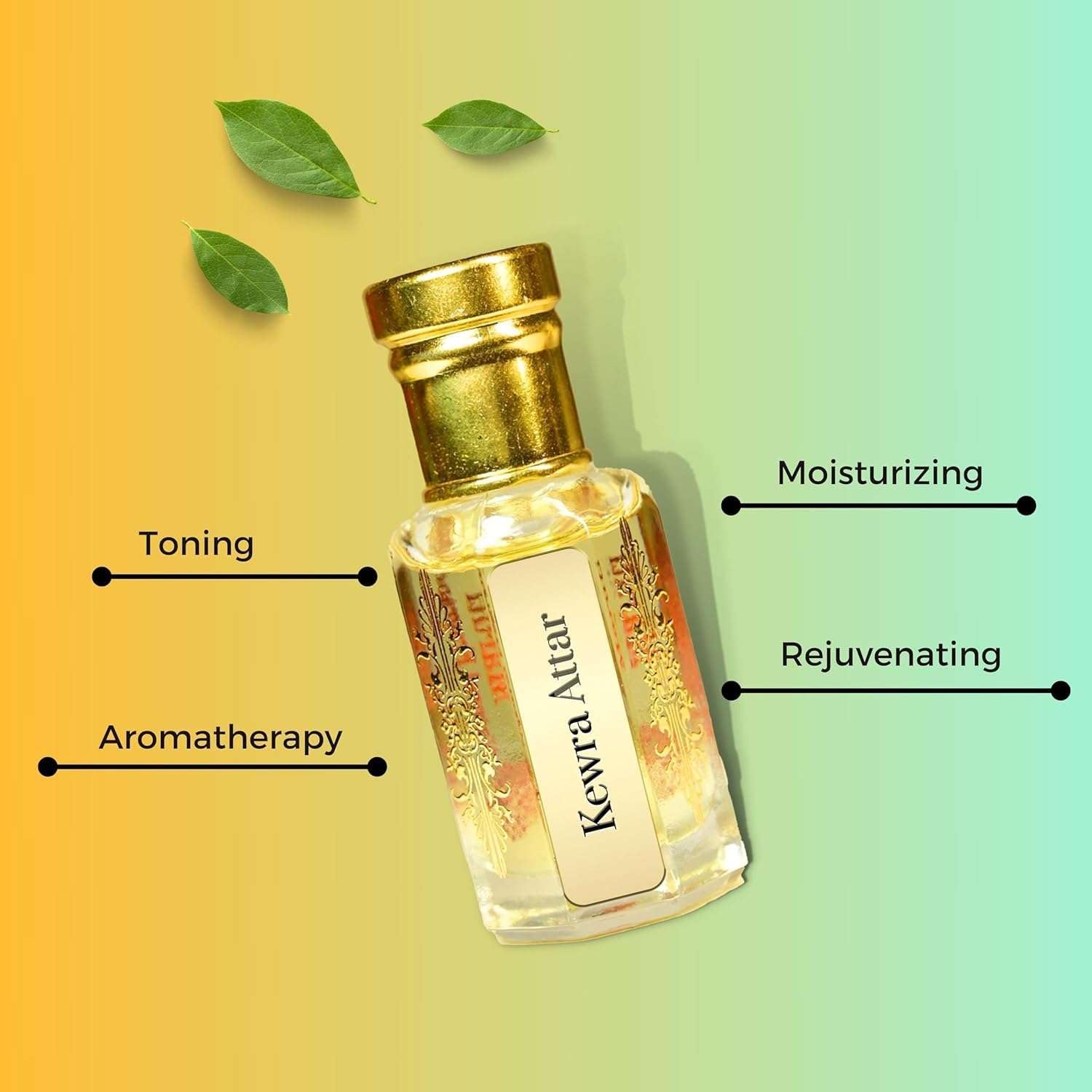 Inoichi Kewada Attar 3ML, Original Kannauj Floral Perfume Oil for Men & Women, Alcohol-Free - back view