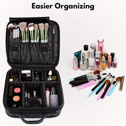 INOVERA Nylon Makeup Organizer Bag, Travel Cosmetic Case with Adjustable Compartments, 26x23x9 cm - ingredients panel (13)