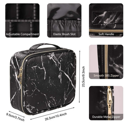 INOVERA Nylon Makeup Organizer Bag, Travel Cosmetic Case with Adjustable Compartments, 26x23x9 cm - front view (16)
