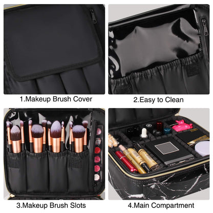 INOVERA Nylon Makeup Organizer Bag, Travel Cosmetic Case with Adjustable Compartments, 26x23x9 cm - packaging (18)