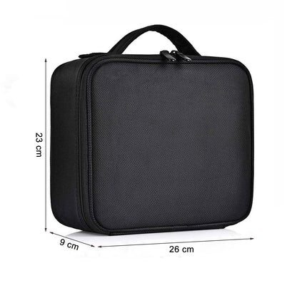 INOVERA Nylon Makeup Organizer Bag, Travel Cosmetic Case with Adjustable Compartments, 26x23x9 cm - front view