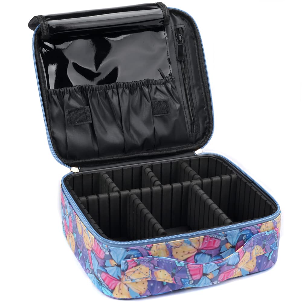 INOVERA Nylon Makeup Organizer Bag, Travel Cosmetic Case with Adjustable Compartments, 26x23x9 cm (22)