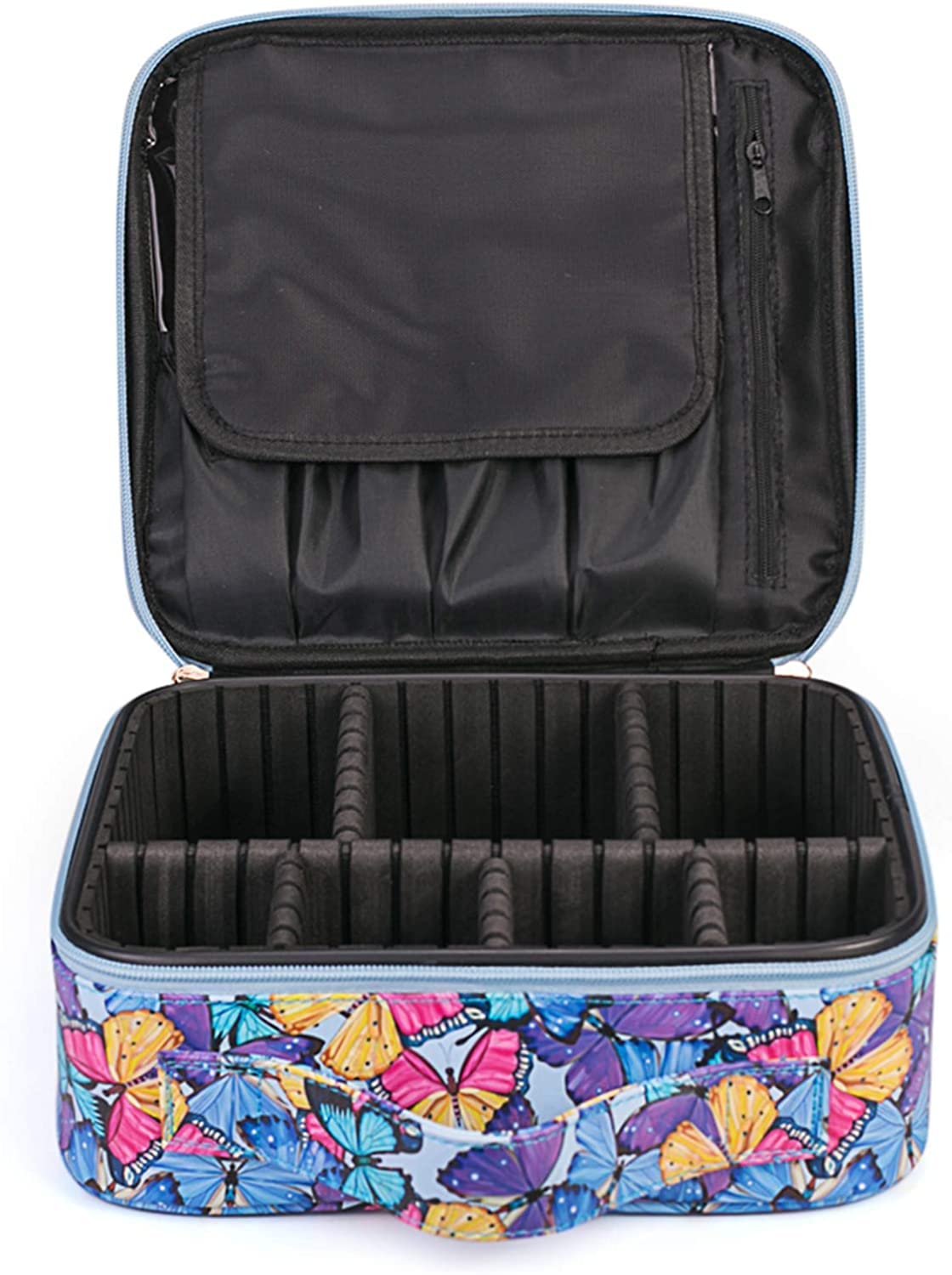 INOVERA Nylon Makeup Organizer Bag, Travel Cosmetic Case with Adjustable Compartments, 26x23x9 cm - ingredients panel (27)