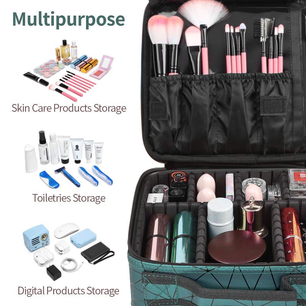 INOVERA Nylon Makeup Organizer Bag, Travel Cosmetic Case with Adjustable Compartments, 26x23x9 cm - packaging (31)