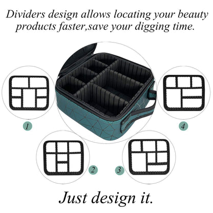 INOVERA Nylon Makeup Organizer Bag, Travel Cosmetic Case with Adjustable Compartments, 26x23x9 cm - label detail (32)