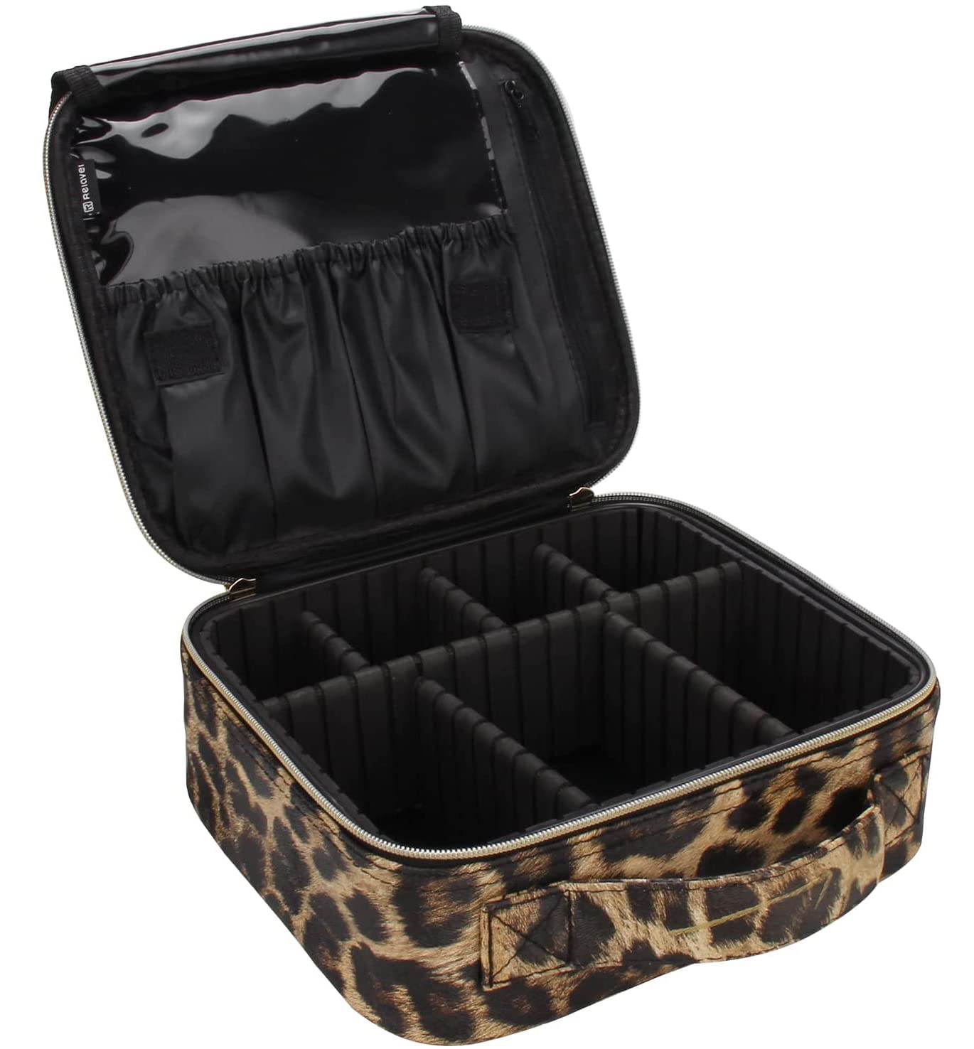 INOVERA Nylon Makeup Organizer Bag, Travel Cosmetic Case with Adjustable Compartments, 26x23x9 cm (34)