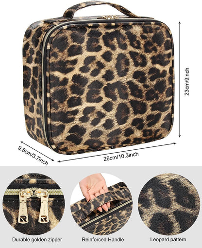 INOVERA Nylon Makeup Organizer Bag, Travel Cosmetic Case with Adjustable Compartments, 26x23x9 cm - front view (35)