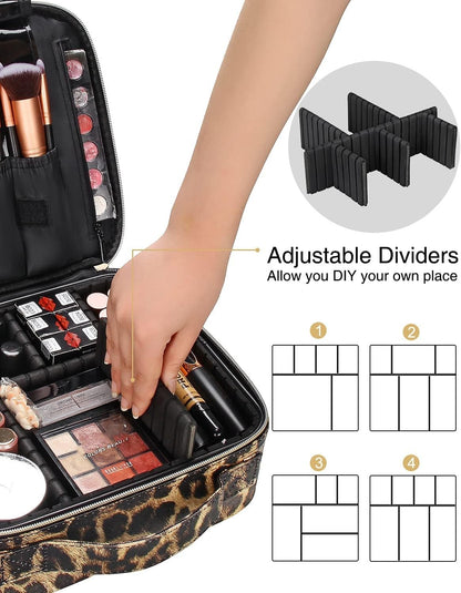 INOVERA Nylon Makeup Organizer Bag, Travel Cosmetic Case with Adjustable Compartments, 26x23x9 cm - label detail (38)