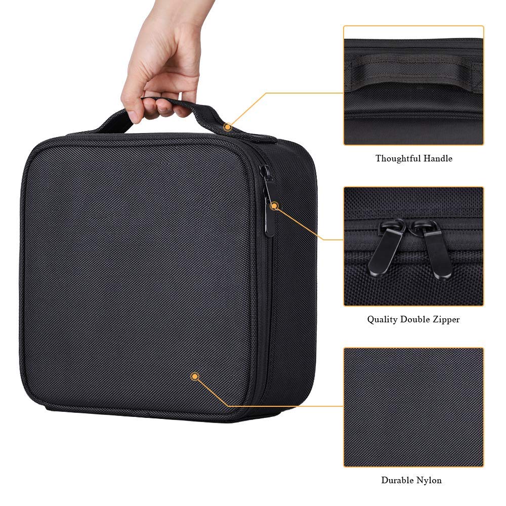 INOVERA Nylon Makeup Organizer Bag, Travel Cosmetic Case with Adjustable Compartments, 26x23x9 cm - packaging