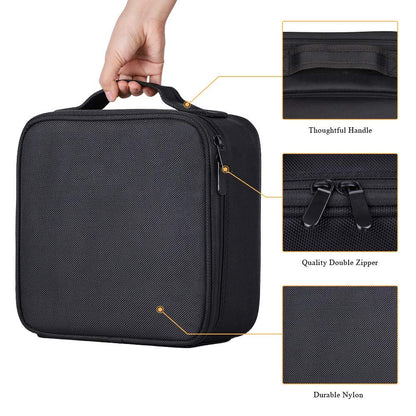 INOVERA Nylon Makeup Organizer Bag, Travel Cosmetic Case with Adjustable Compartments, 26x23x9 cm - packaging