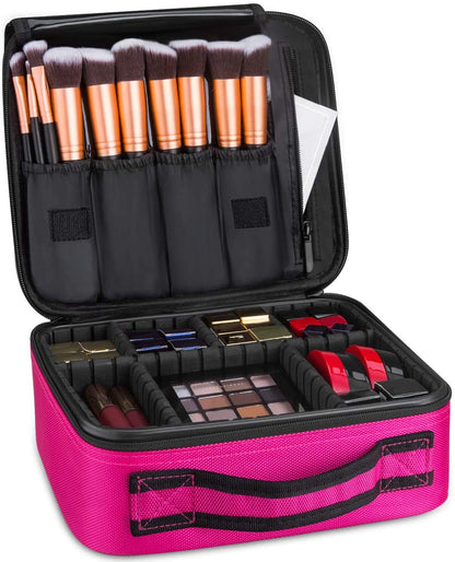 INOVERA Nylon Makeup Organizer Bag, Travel Cosmetic Case with Adjustable Compartments, 26x23x9 cm (41)