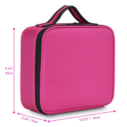 INOVERA Nylon Makeup Organizer Bag, Travel Cosmetic Case with Adjustable Compartments, 26x23x9 cm - front view (42)