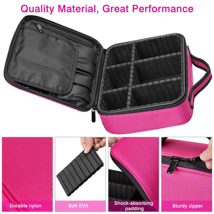 INOVERA Nylon Makeup Organizer Bag, Travel Cosmetic Case with Adjustable Compartments, 26x23x9 cm - packaging (44)