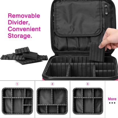 INOVERA Nylon Makeup Organizer Bag, Travel Cosmetic Case with Adjustable Compartments, 26x23x9 cm - label detail (45)