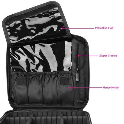 INOVERA Nylon Makeup Organizer Bag, Travel Cosmetic Case with Adjustable Compartments, 26x23x9 cm - ingredients panel (46)