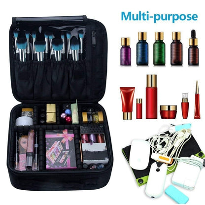 INOVERA Nylon Makeup Organizer Bag, Travel Cosmetic Case with Adjustable Compartments, 26x23x9 cm - label detail