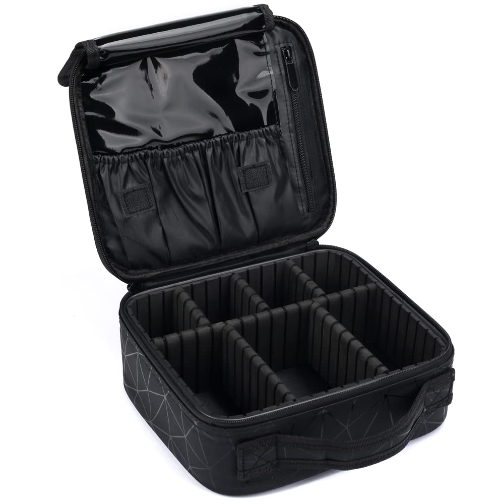 INOVERA Nylon Makeup Organizer Bag, Travel Cosmetic Case with Adjustable Compartments, 26x23x9 cm (8)