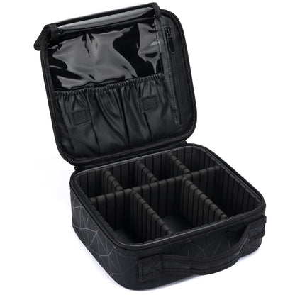 INOVERA Nylon Makeup Organizer Bag, Travel Cosmetic Case with Adjustable Compartments, 26x23x9 cm (8)