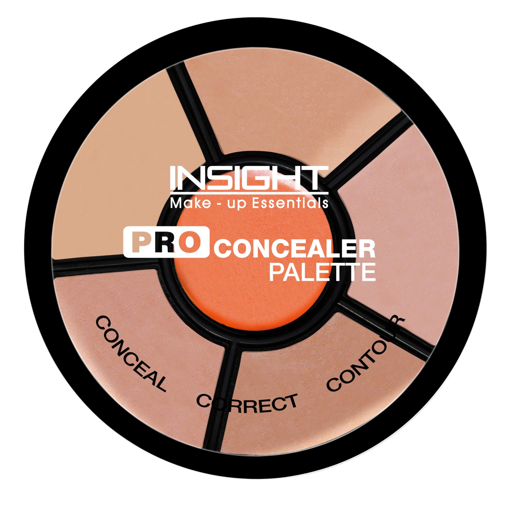 INSIGHT Pro Concealer Palette, 6-Pan Makeup Wheel for Face, Waterproof Full Coverage, Satin-Matte Finish, 15g