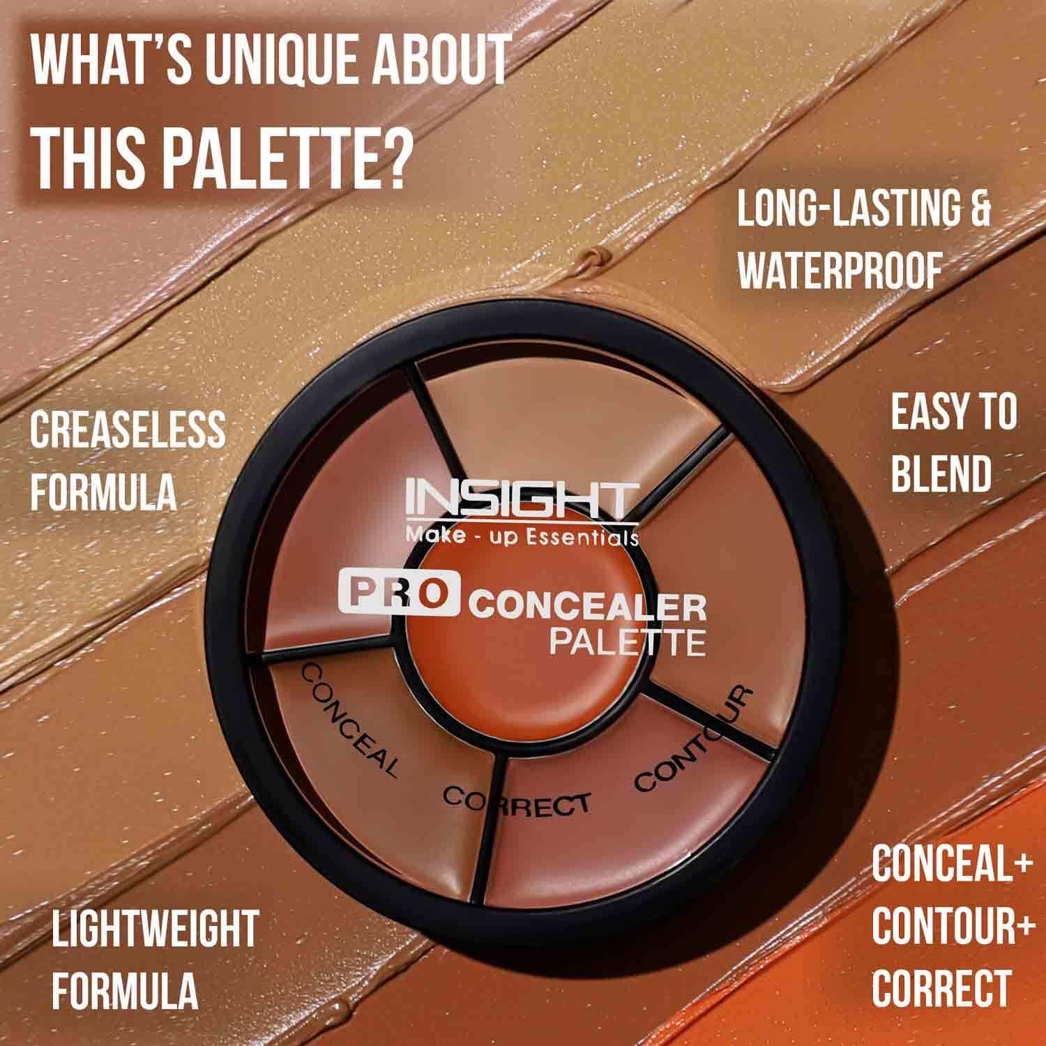 INSIGHT Pro Concealer Palette, 6-Pan Makeup Wheel for Face, Waterproof Full Coverage, Satin-Matte Finish, 15g - front view (1